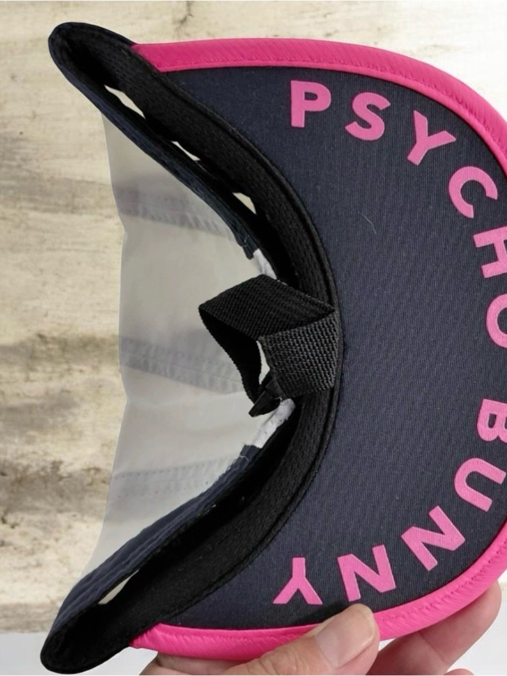 Psycho Bunny 5-Panel Cap – Navy Blue & White with Pink Brim Detail - Picture 3 of 6